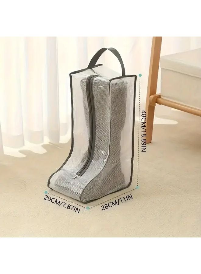 Long Style Black Transparent PVC Shoe Storage Bags Waterproof Dustproof Zipper Foldable Organizer - Image 3